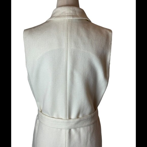 Hugo Boss Ivory Wool Blend Knit Waterfall Collar Long Line Belted Kalimi Vest 6 - Picture 6 of 12
